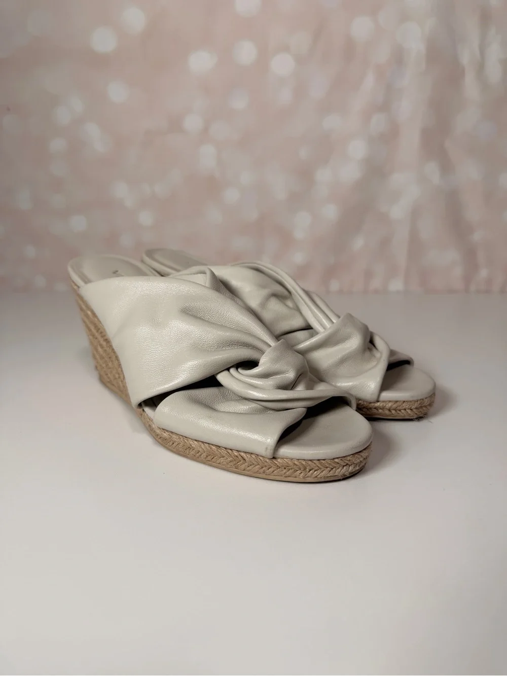 VINCE. Cream Espadrille Wedge Sandals